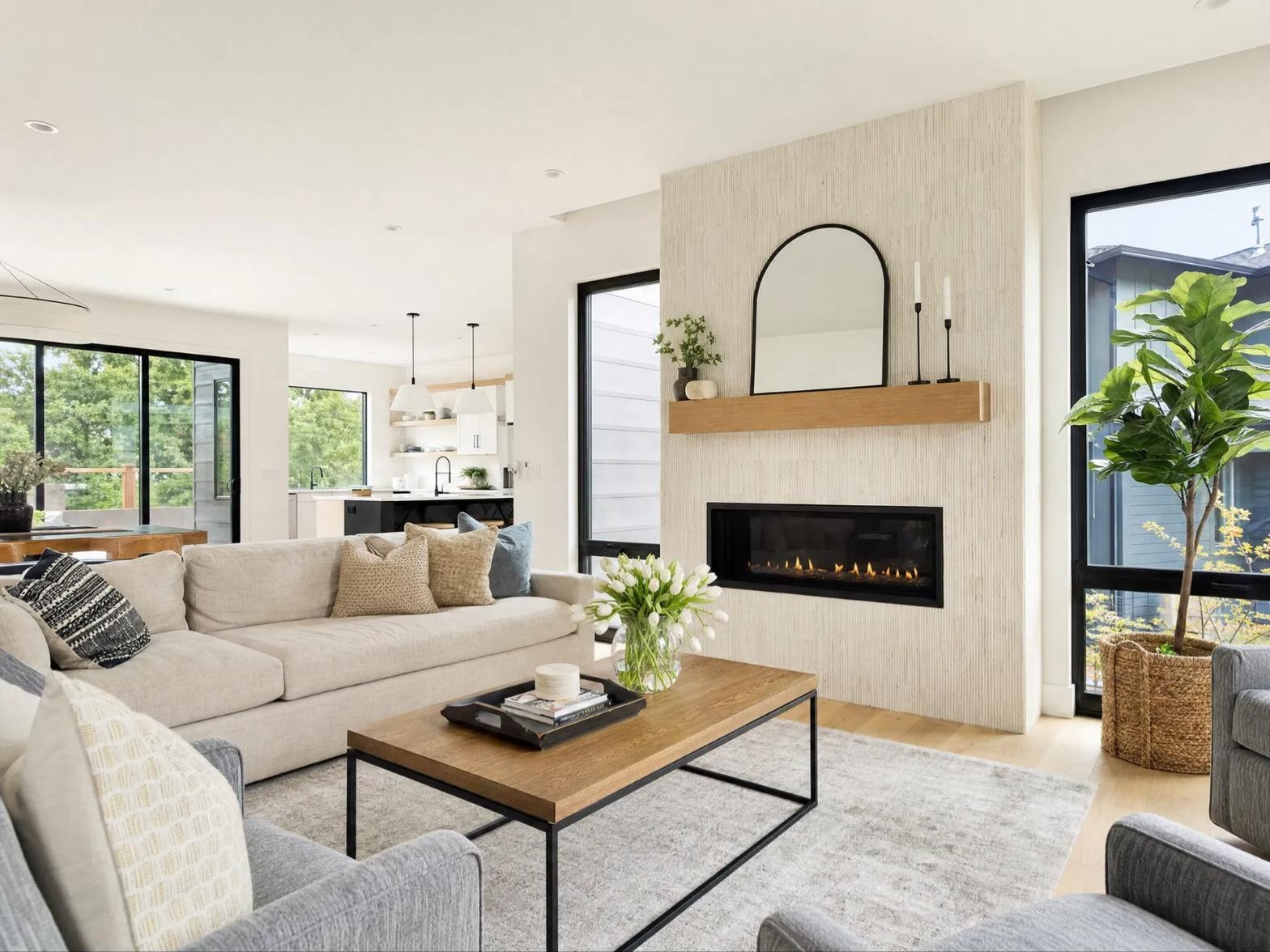 Beautifully staged living room prepared for sale